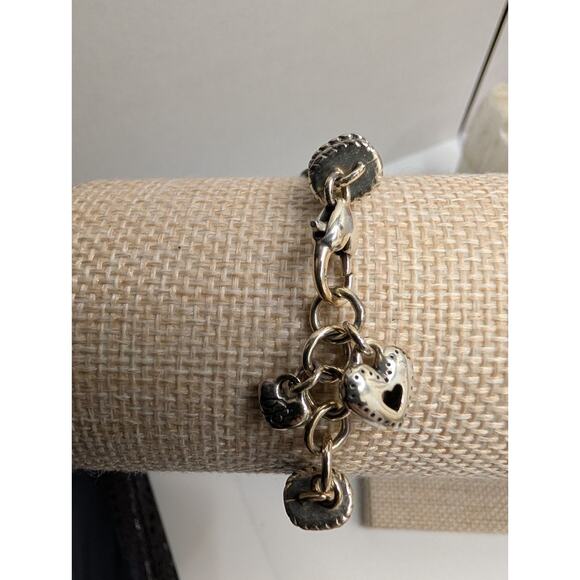 Brighton Heart Style Bracelet 7.5in Black Cord Silver Tone Charm - Picture 4 of 8